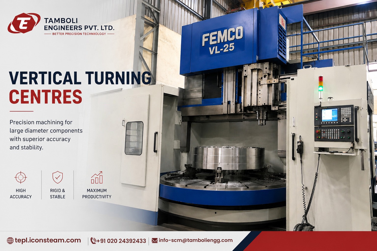 Vertical Turning Centres for Large Componentes Machining